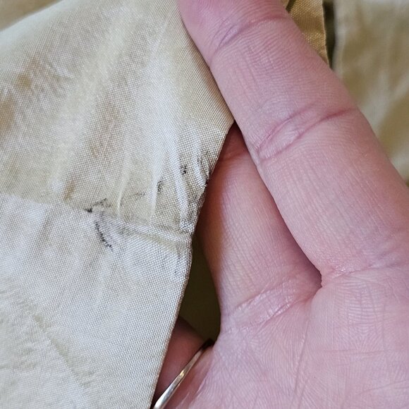 Y2K Raw Silk Shirt Sz XL Petite Snap Light Green Long Sleeve Irridescent Office - Picture 8 of 12